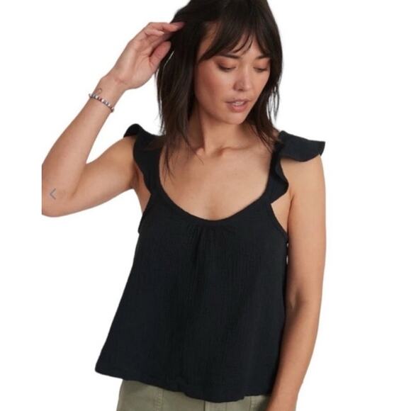 Marine Layer Jude Flutter Sleeve Tank Black Small NWT - Picture 2 of 6